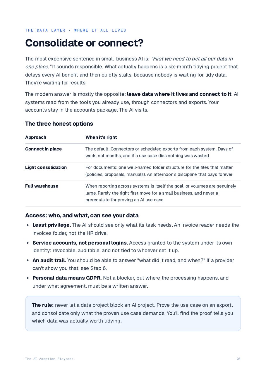 Sample page: consolidate or connect your data
